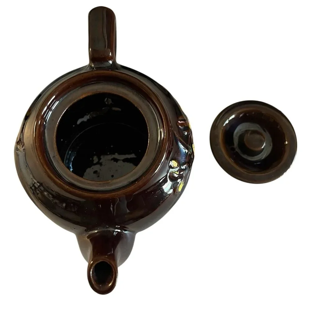 Vintage Hadson Dark Brown‎ Hand-painted Teapot Made In Occupied Japan